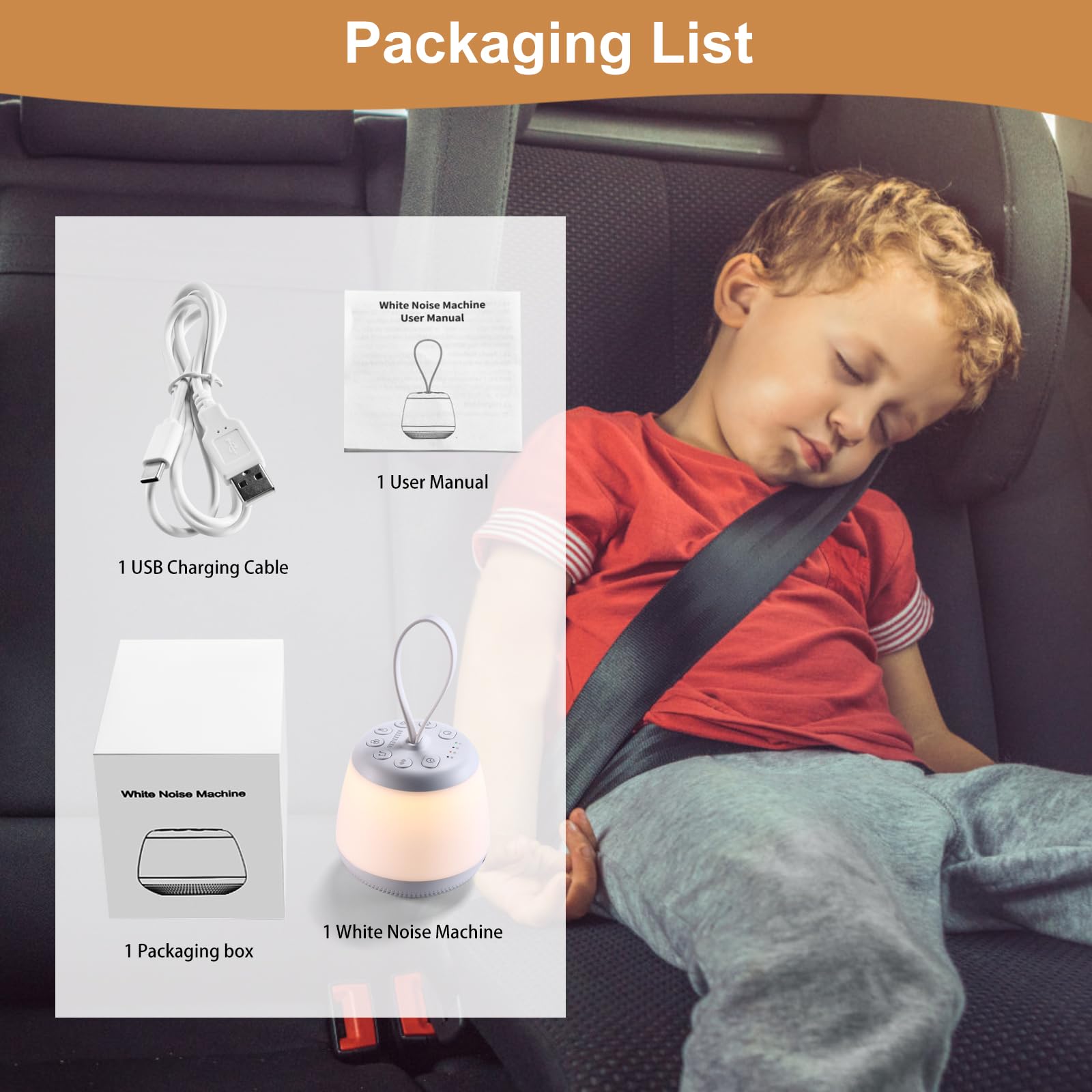 Macchina audio da viaggio con luce notturna, macchina portatile per il rumore bianco con 21 suoni lenitivi, timer e funzione di memoria, macchina per dormire ricaricabile per meditazione domestica e