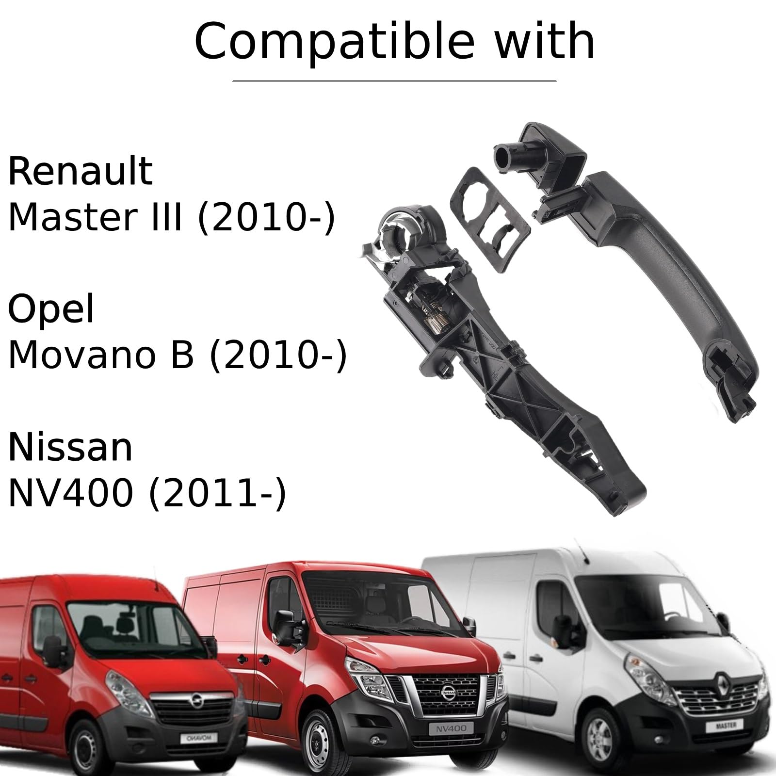 Twowinds - Maneta y Mecanismo 806070377R Compatible con Renault Master 3, Opel Movano, Nissan NV400 (2010-) - Puerta Delantera Izquierda (Lado Conductor), Puerta Corredera Derecha (Lado Pasajero)