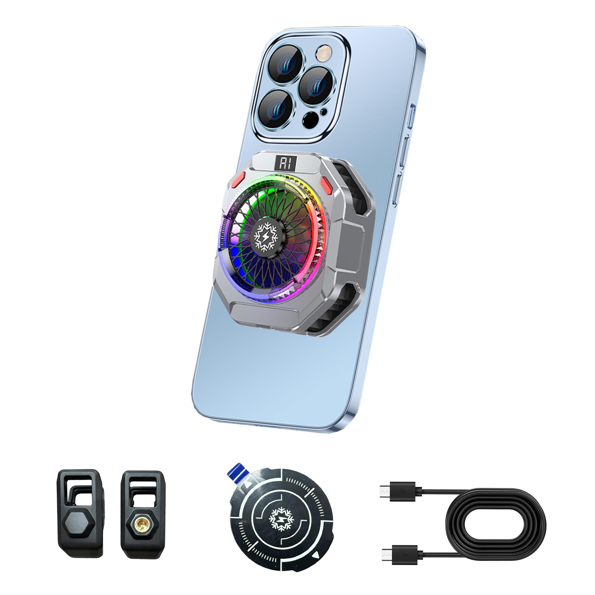 Enfriador Magnético para Móvil para Juegos,36w Potente Efecto de Rrefrigeración,Phone Cooler 4 velocidades,Enfriador de Teléfono para Gaming para Climas Cálidos
