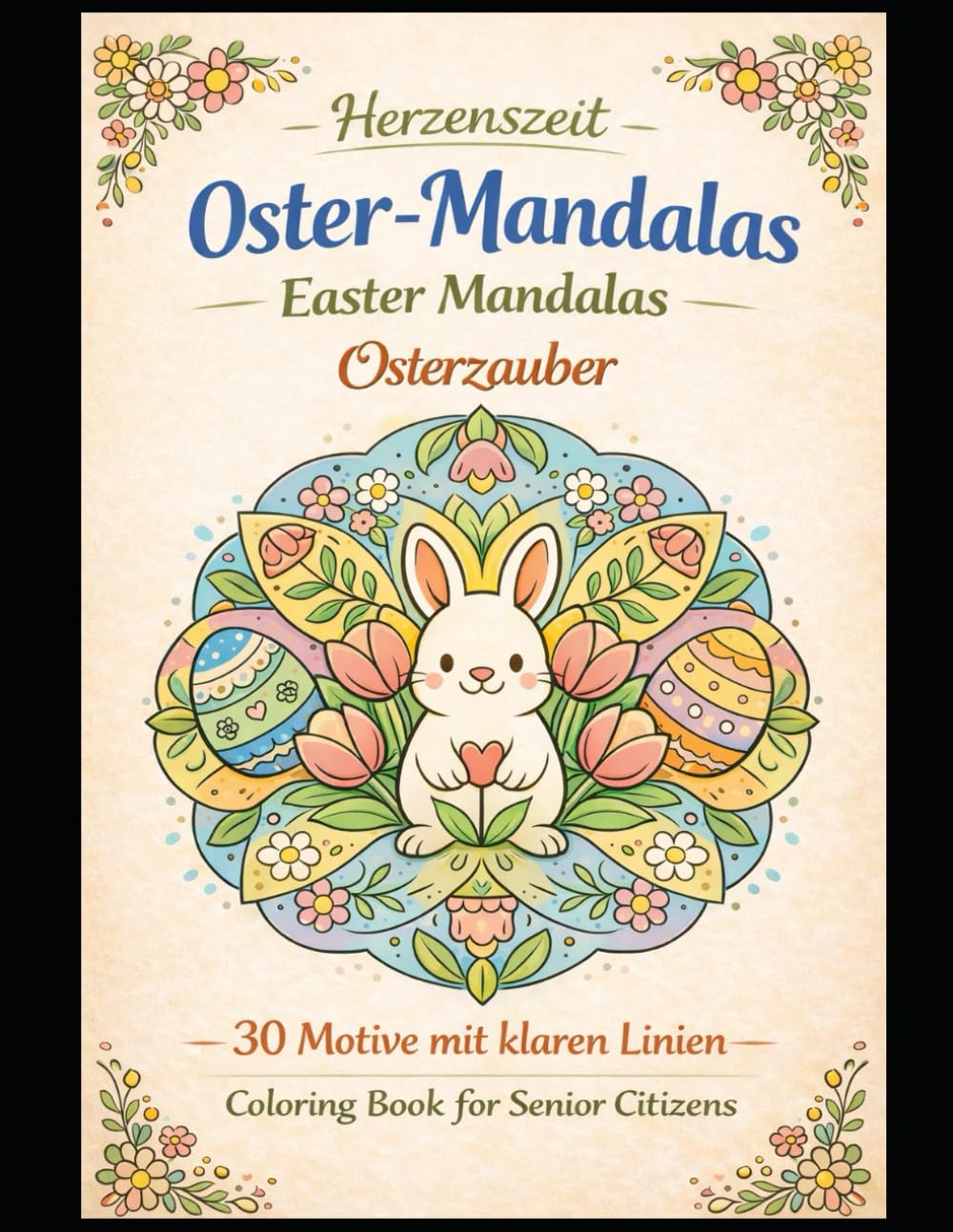 Osterzauber: Herzenszeit – Frühlingsfreude, Malbuch für Seniorinnen mit 30 großen Motiven und klaren Linien, Heart Time – Spring Joy, Coloring Book ... Lines (Zauberhafte Mandalas für Herz & Seele)