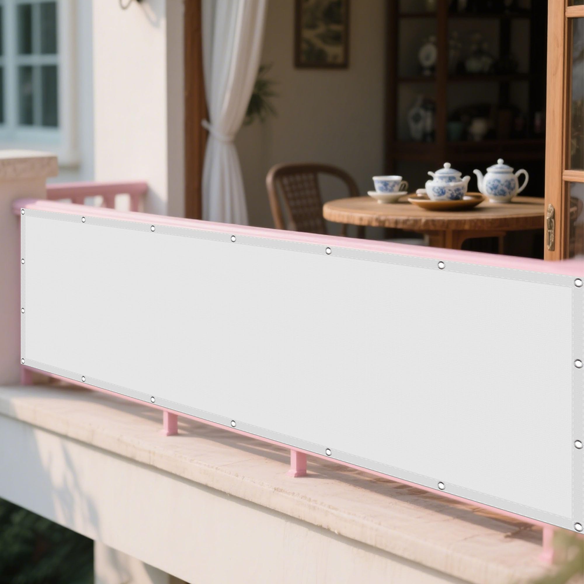 Bache anti UV 50+ imperméable 128 x 268 cm blanche pour extérieur