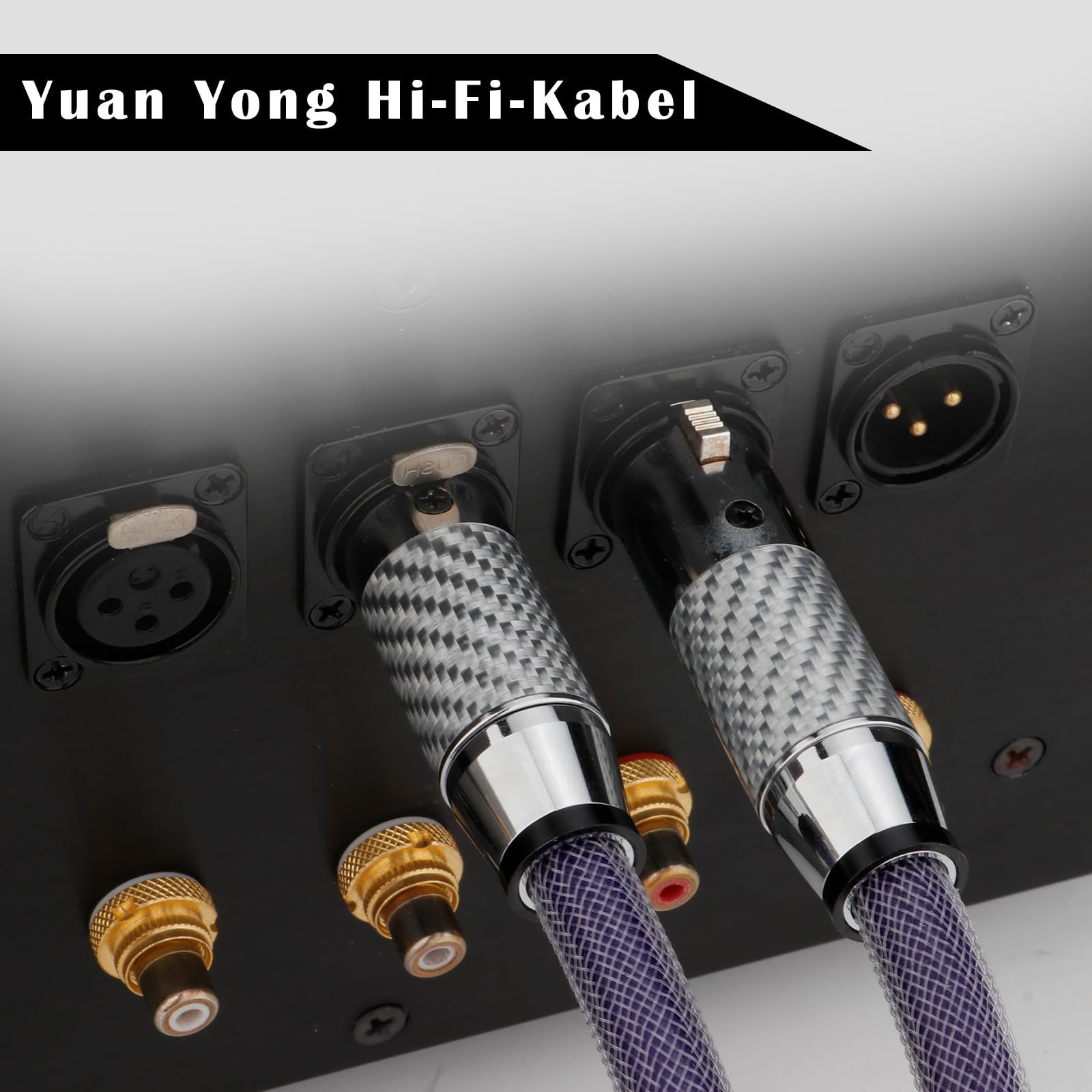 Hi-end XLR Cable de audio de 18 AWG, cable de micrófono XLR de 3 pines macho a hembra 8N OCC cable estéreo con fibra de carbono conector de rodio para estudio grabación micrófono escenario DJ