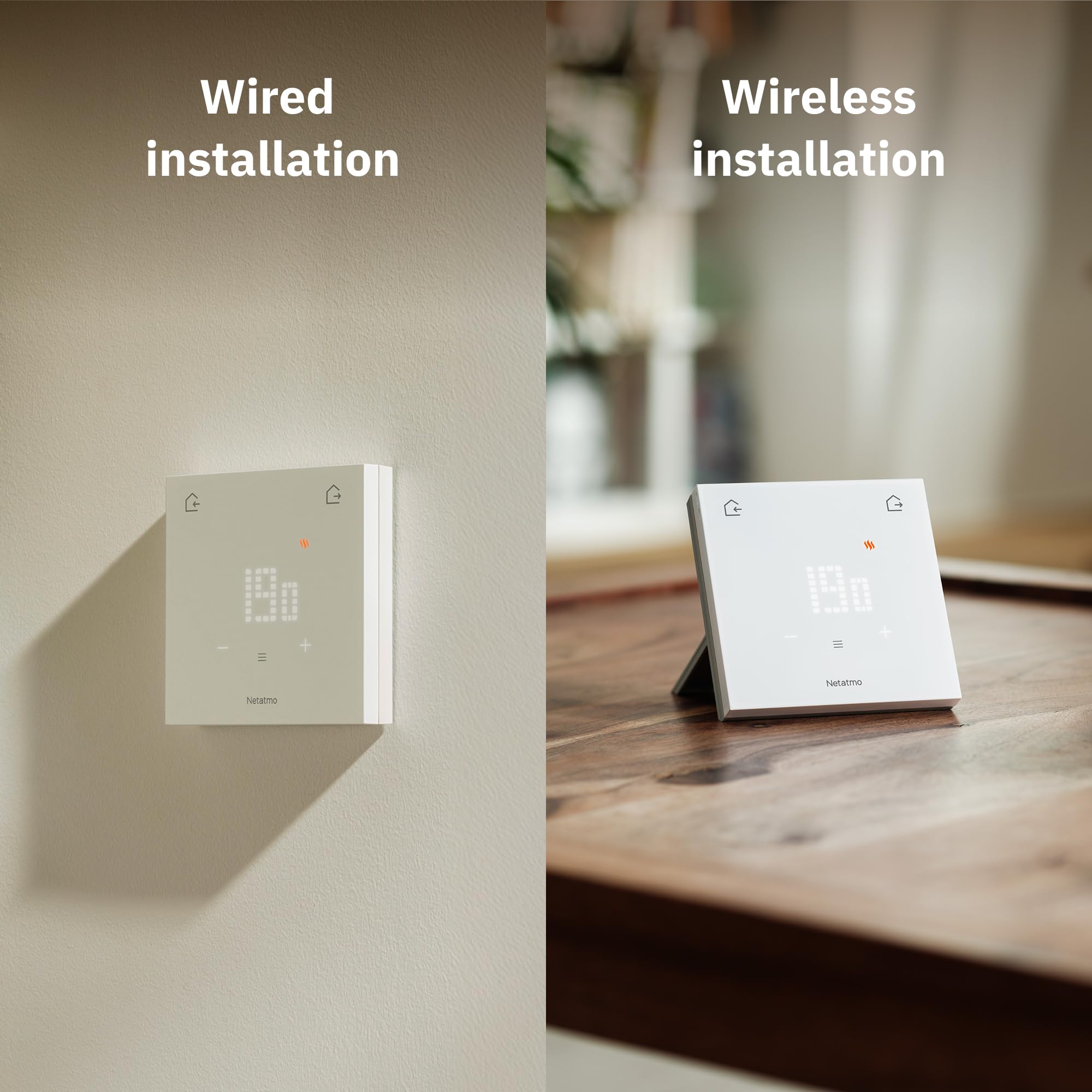 Netatmo Oryginalny Termostat Smart do Ogrzewania Indywidualnego – Zestaw Instalacyjny Bezprzewodowy/Przewodowy, Wspornik w Zestawie, Oszczędzanie Energii, Kompatybilny z Matter (Alexa, Google Home,