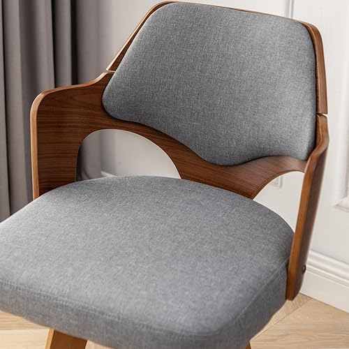 Miniatura 7 de Juego de 2 taburetes de bar giratorios de altura de mostrador, silla de bar tapizada con patas de bambú, taburetes de mostrador con respaldo bajo