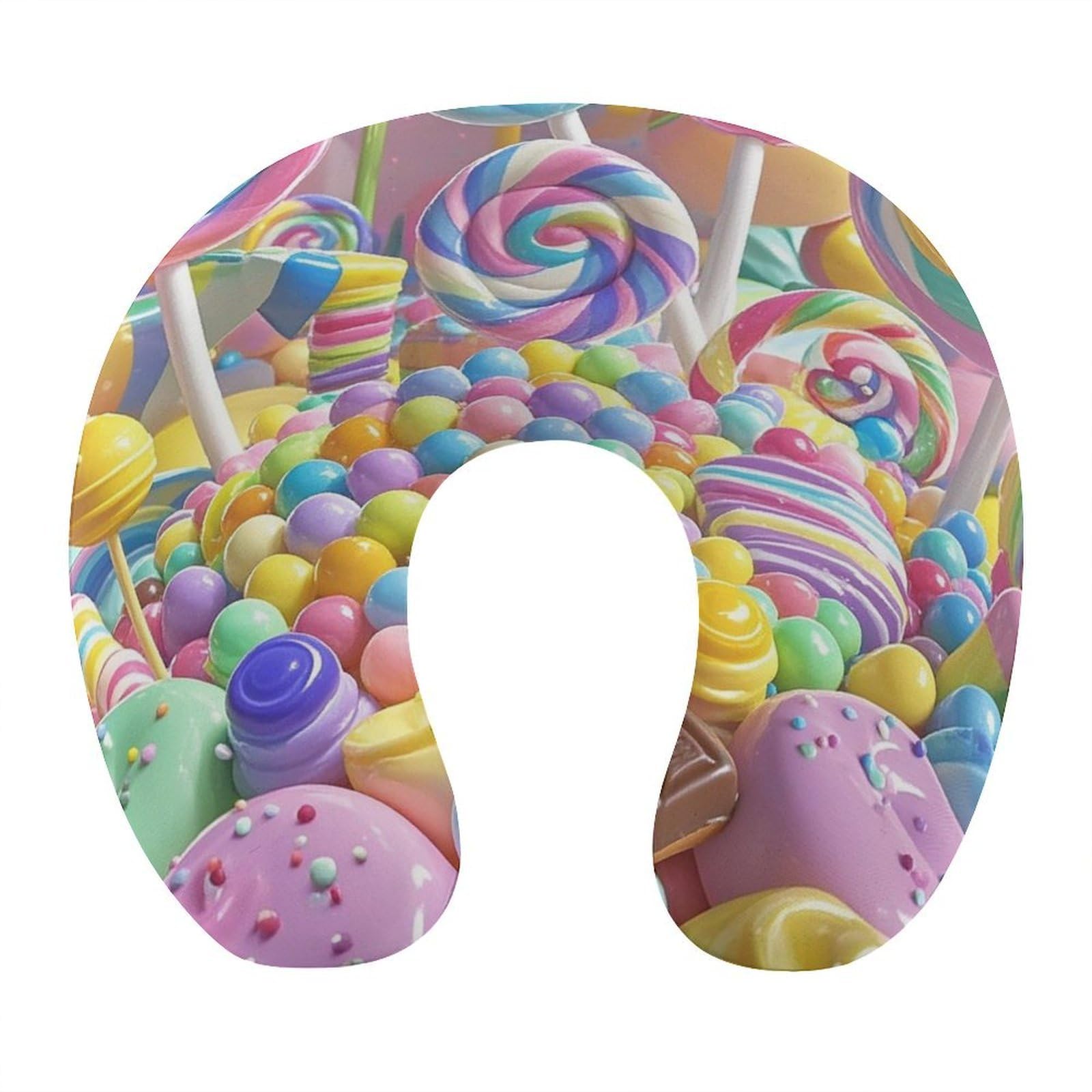FekiLoot Candy Travel Pillow U Shaped Neck Pillow Comfortable Memory Foam Pillow Portable Soft Headrest Lightweight Neck and Head Support for Planes Trains Self-Driving Cars