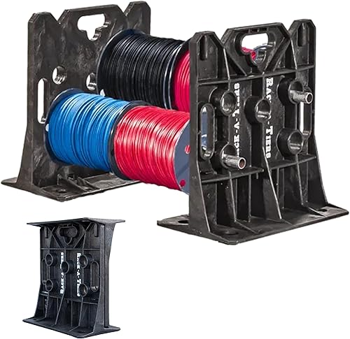 Rack-A-Tiers Dispensador de alambre - Estante de carrete de alambre para electricista, dispensador de cable multiusos, estante de alambre eléctrico