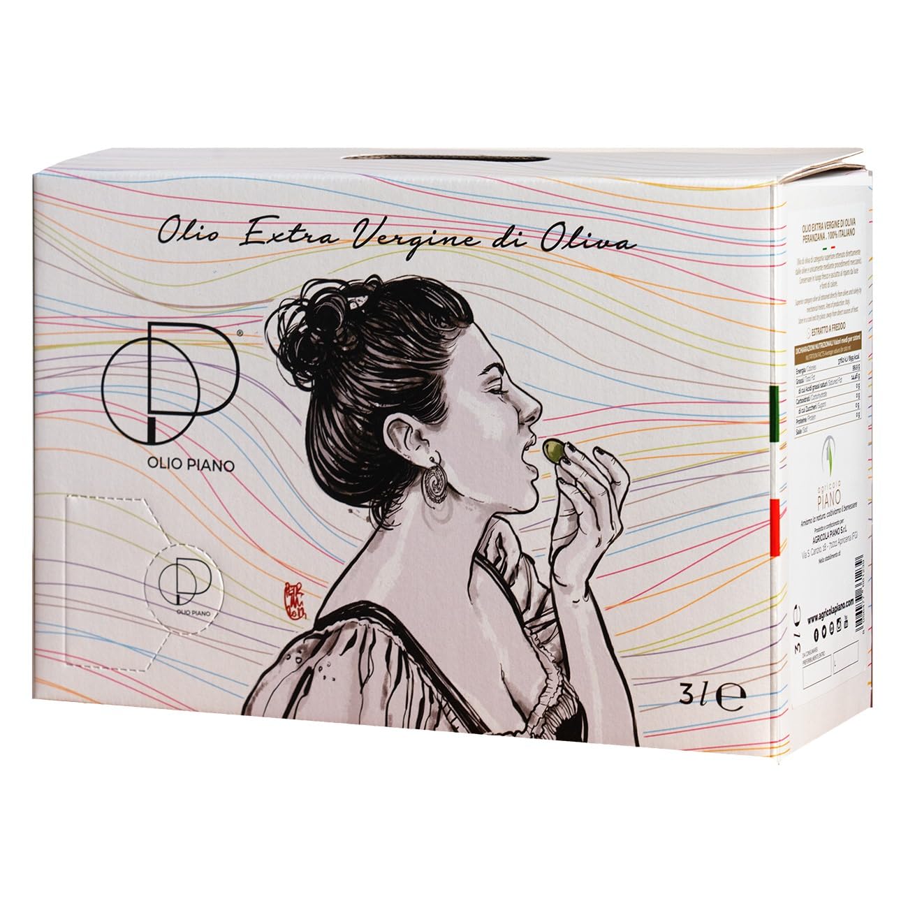 Agricola Piano - Oliwa z oliwek Extra Vergine z jednej odmiany Peranzana bag-in-box 3 L | Tłoczona na zimno, Wielokrotnie nagradzana – 100% Włoska – Kupuj bezpośrednio od producenta
