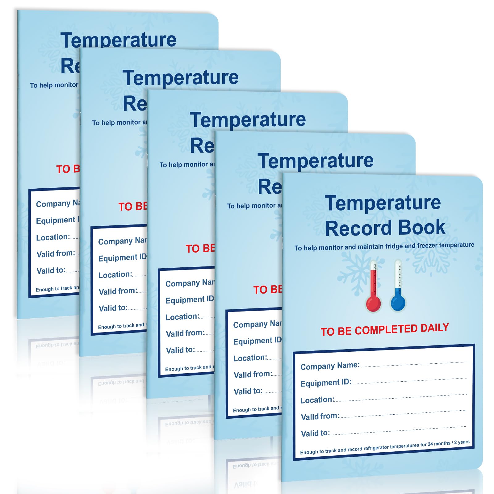 5 Pack Fridge Temperature Record Log Book A4 21x29.7cm Food and Fridge Temperature Recorder 32 Pages Food Hygiene Record Book for Health and Safety Restaurants Hotels Commercial Kitchens