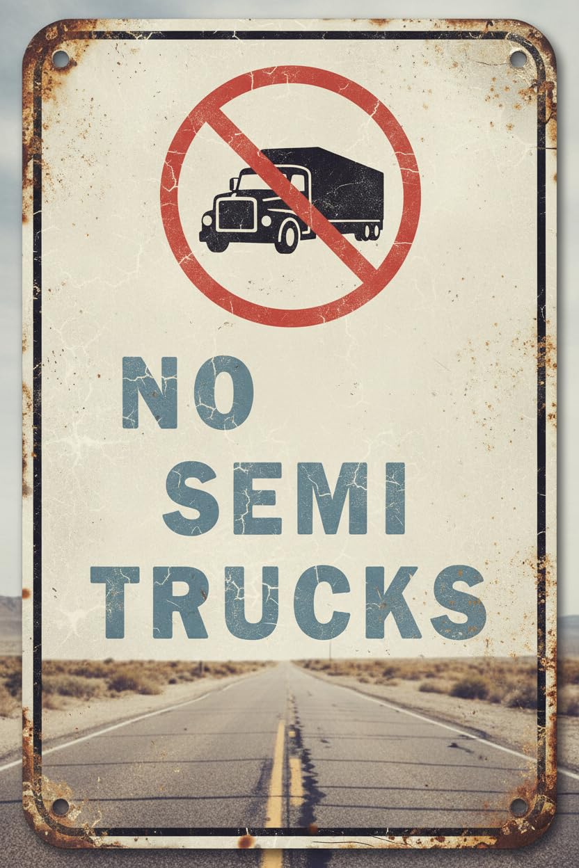 Wall Decor No Semi Trucks With Symbol Allowed Aluminum Metal Sign 8x12Inch Vintage Signs Plates Printed