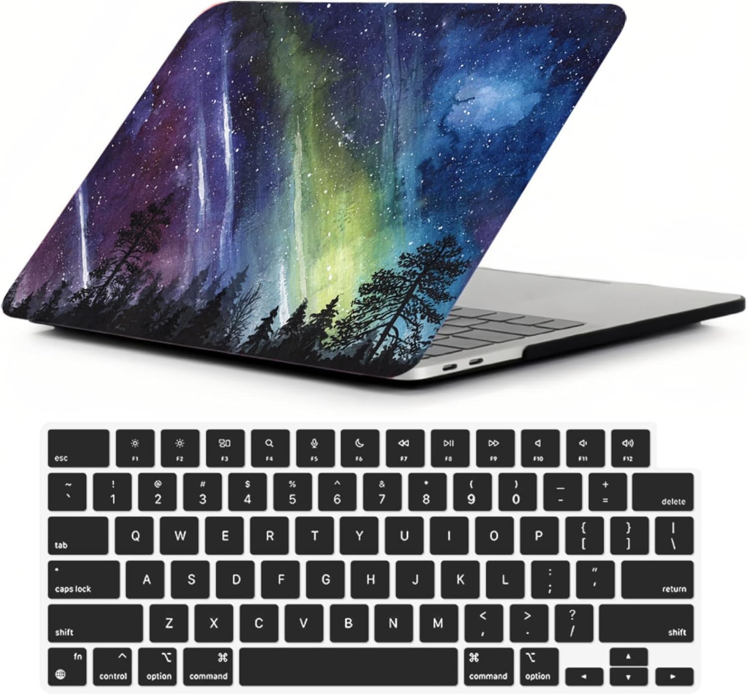 Laptop Shell Case Compatible with MacBook Air 13 Inch 2018 2019 2020 Model A1932 A2179 A2337 M1, Thin Plastic Computer Case and Keyboard Skin for New Version Air 13.3 Inch, Northern Lights