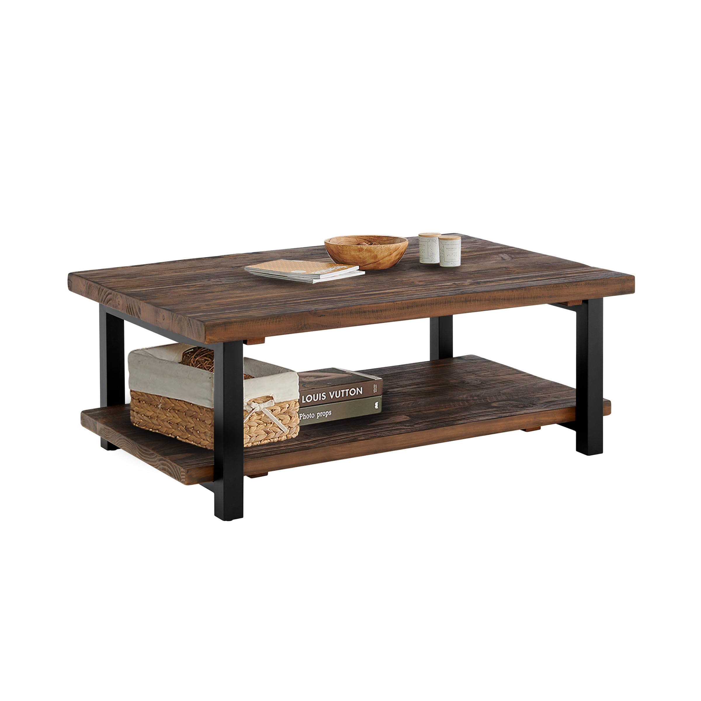 Pomona Rustic Industrial 2-Tier Coffee Table 48"
