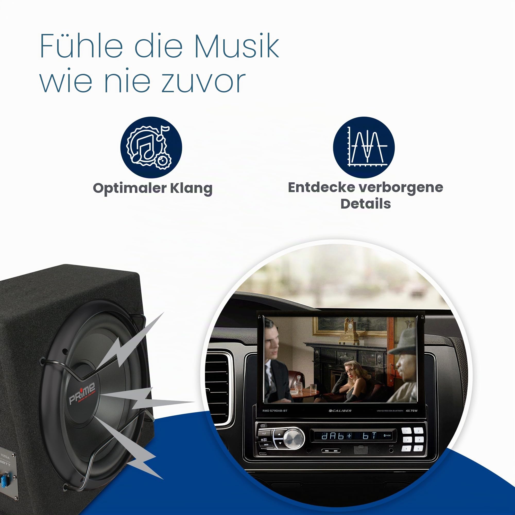 Caliber Subwoofer Aktiv Set für Auto - 12 Zoll Bassbox mit Verstärker 600W Spitzenleistung, 200W RMS - Active Autolautsprecher Set inkl. Endstufe für Autoradio - Kraftvoller Bass für Car - Schwarz