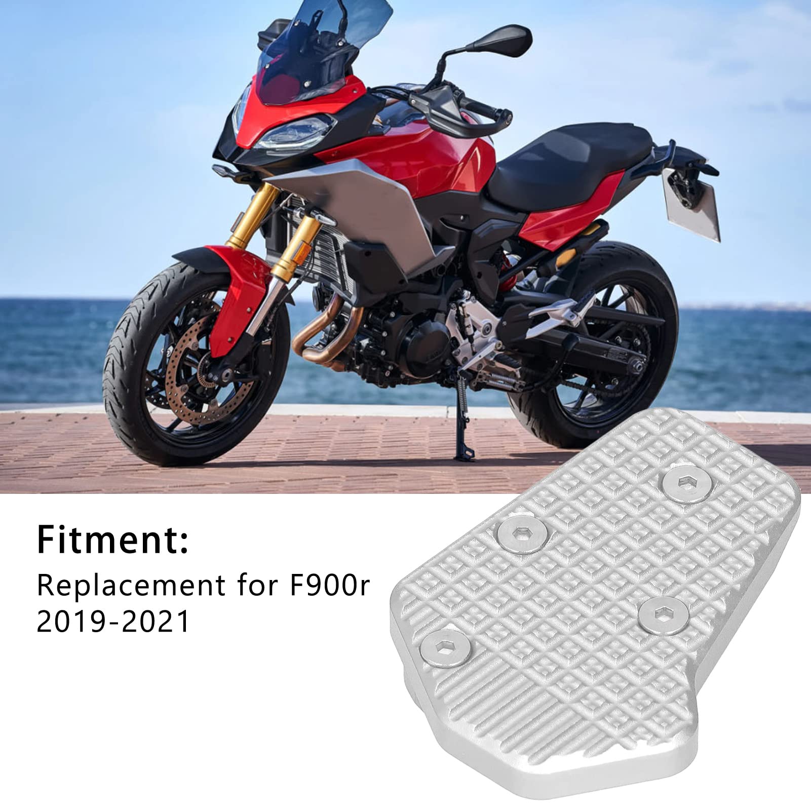 Yctze Estensione del Pedale della Pedana Pedale della Leva del Freno Posteriore del Motociclo Lega di Alluminio CNC Ingrandisci la Piastra di Estensione della Piastra di Ricambio per F900XR(D'argento)