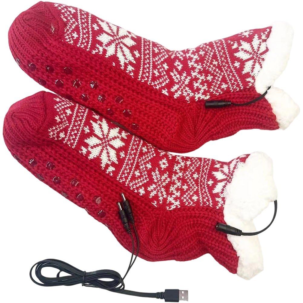 Calcetines calefactables USB térmicos y calentadores de pies eléctricos de punto