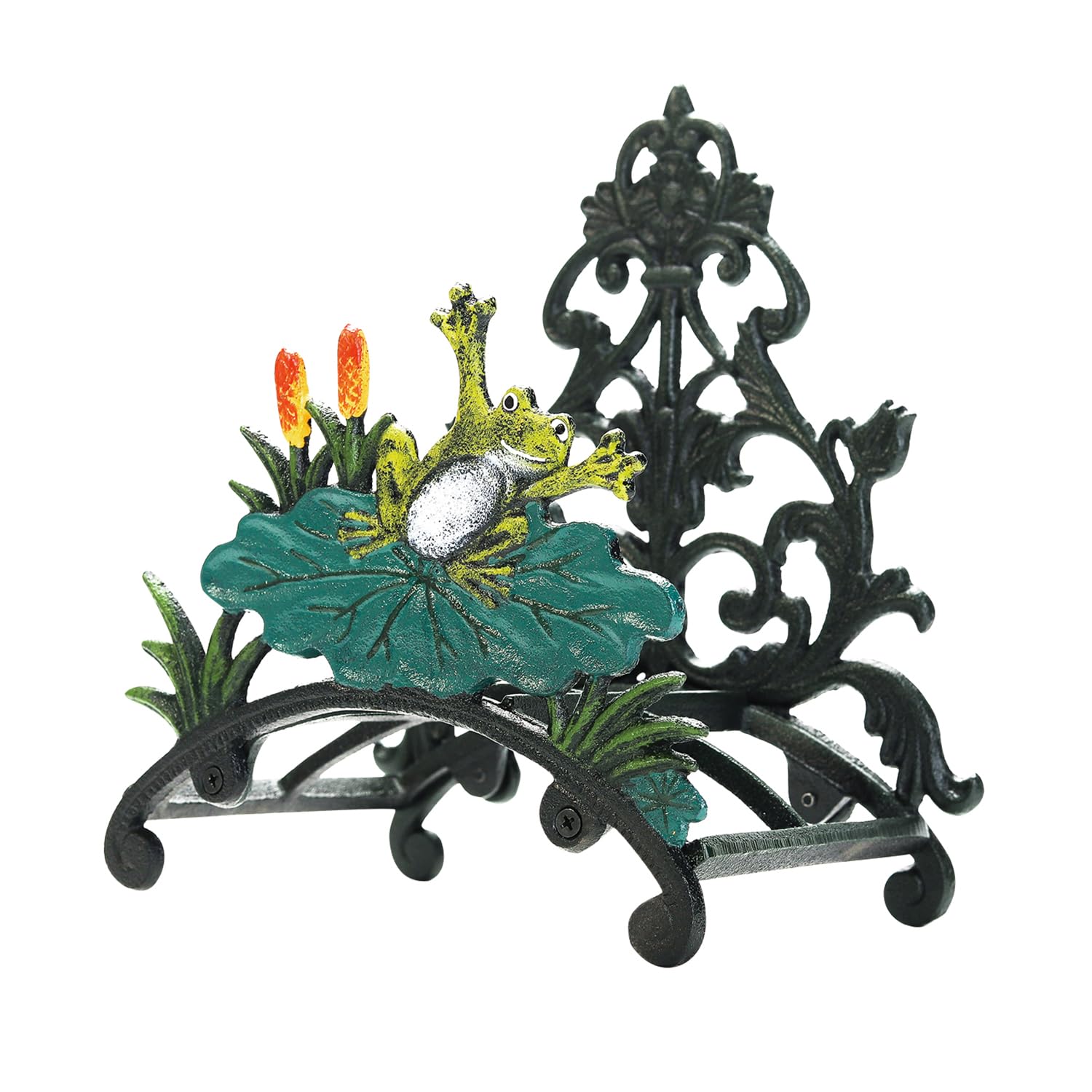 Porta Tubo Da Giardino In Ghisa A Forma Di Rana Re, Marrone, 25,5x15,8x20 Cm - Copritubo Decorativo Per Esterno - 5