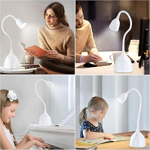 Miniatura 9 de Lámpara de escritorio para dormitorio universitario  Luz de lectura LED  Pequeña lámpara de mesa de cuello de cisne flexible ajustable  Lámpara de