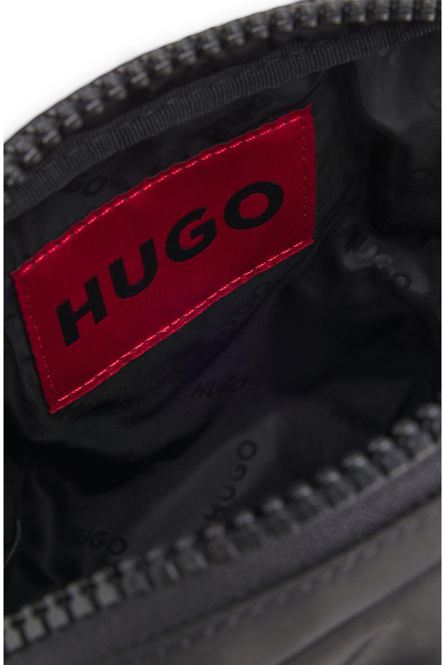 HUGO Herren Ethon 2.0N NS zip Reporter-Tasche mit gummiertem Logo-Label