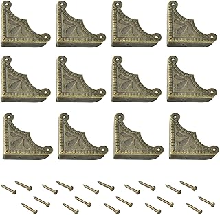12Pcs 2.2×2.9Inch Metal Bronze Table Corner Protectors, Furniture Corner Guards Cabinet Corner Protectors with Mounting Nails for Decorative, Furniture Edge Covers