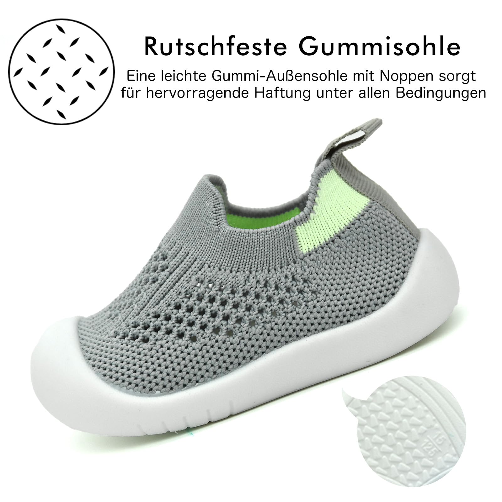 Baby Sockenschuhe Lauflernschuhe Krabbelschuhe für Mädchen Jungen (0-3 Jahren) – mit Rutschfester Gummisohle, weich gestricktem Material