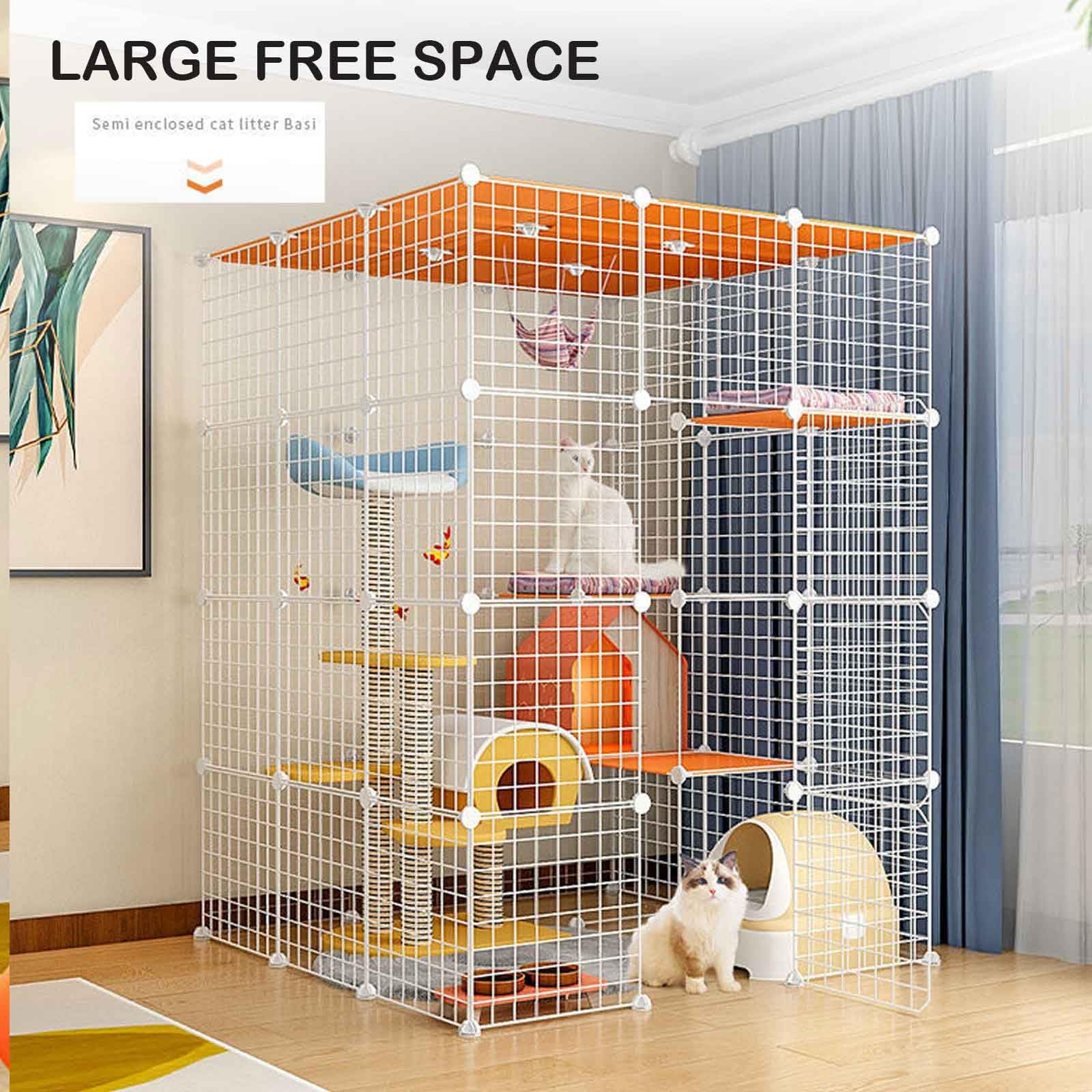 Cat Cages Indoor Large with Roof, Kitten Pen, Cat House, Multi