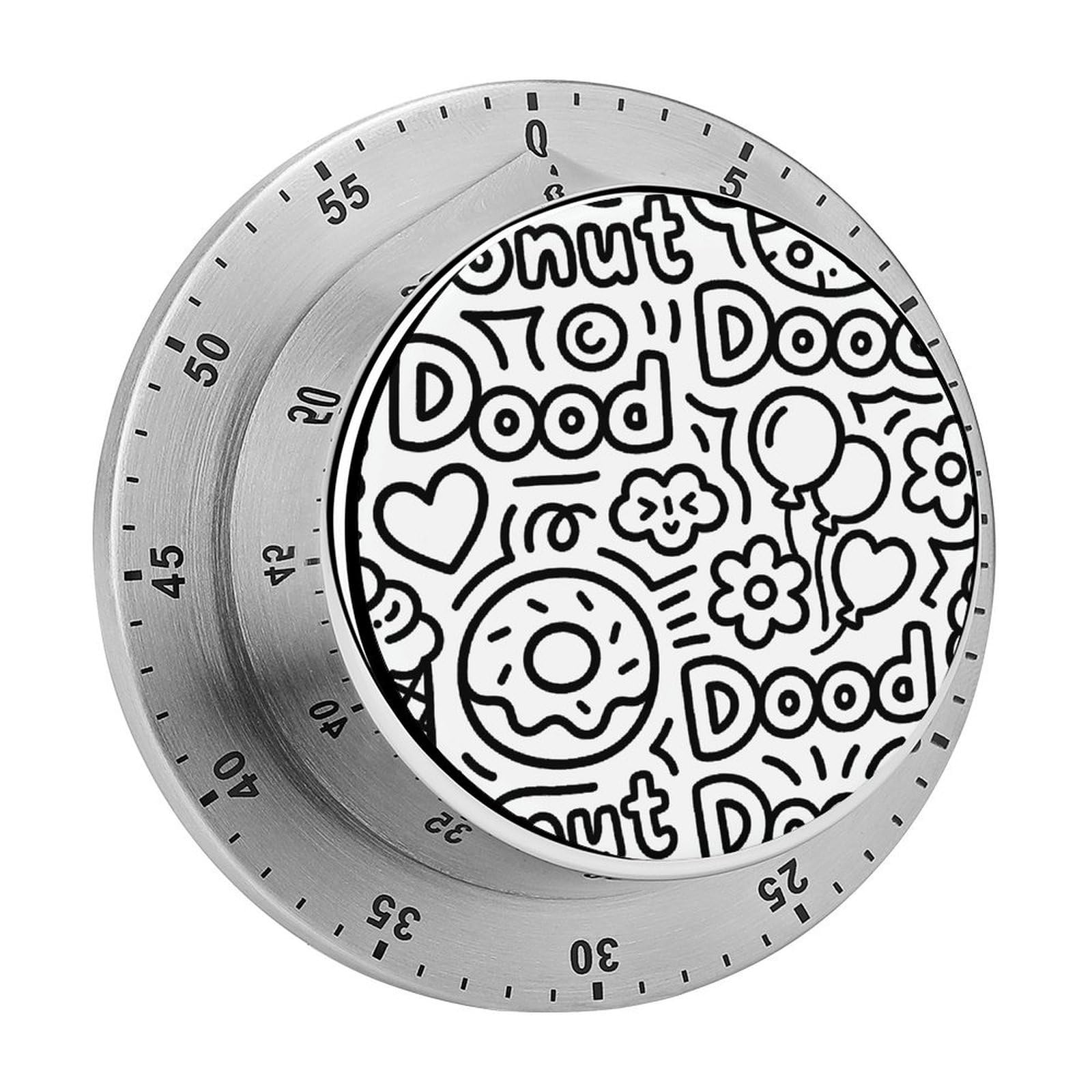 Donut Dood Mechanical Kitchen Timer, Magnetic Stainless Steel Countdown Timer, Loud Alarm Cooking Timer for Baking, Cooking, Fitness, Classroom, No Battery Needed