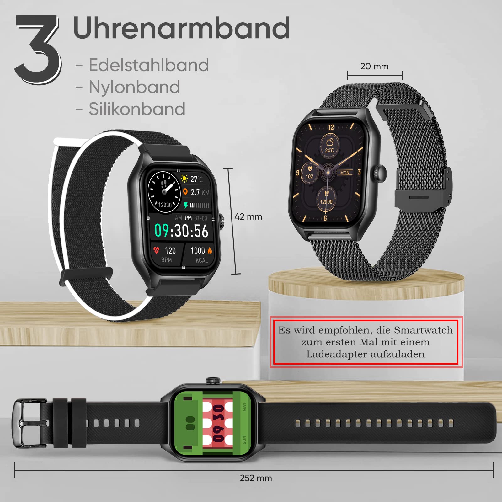 Zegarek Damski Smartwatch Z Funkcją Telefonu - Android, Whatsapp, 1,85" Ekran, Smart Watch, Tracker Fitness, Krokomierz+
