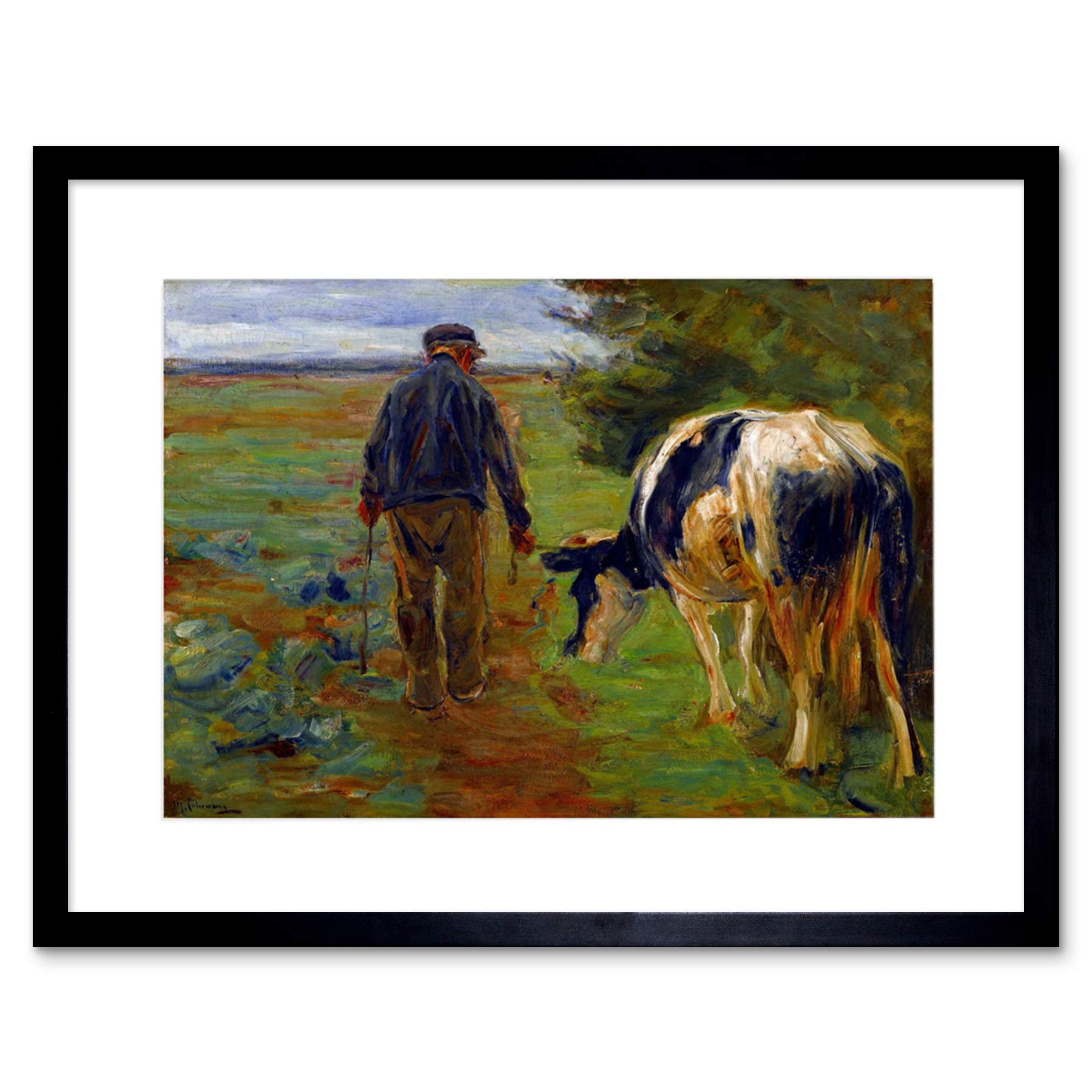 Wee Blue Coo PAINTING LANDSCAPE RURAL STUDY LIEBERMANN FARMER COW FRAMED ART PRINT B12X3958
