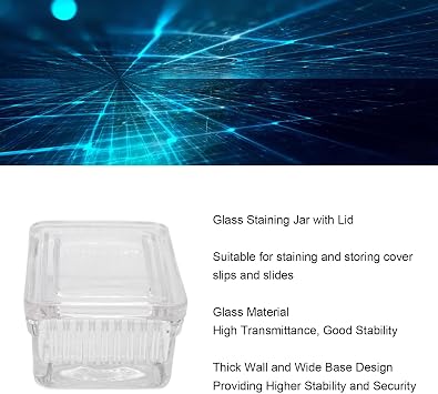 Glass Staining Jar with Lid,Animal and Plant Specimens Slide Staining Tank Clear Container for Laboratory Experiments(10 Slides Capacity Jar)