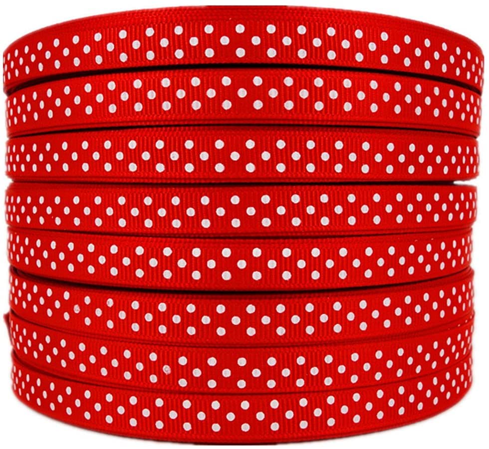 3/8" Swiss Dots Pattern Printed Grosgrain Ribbon 3/8" 3/8"