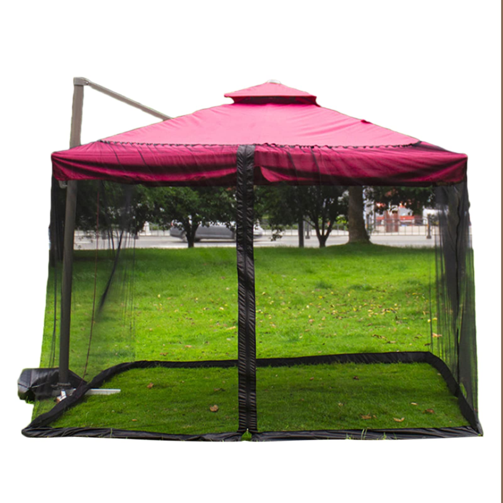 Zanzariera quadrata regolabile con doppia cerniera, adatta per ombrelloni a sbalzo da terrazza da 300 m e gazebo da esterno, colore nero, 300 x 300 x 230 cm