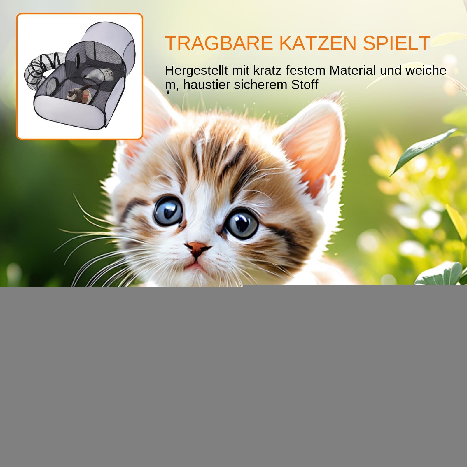 Katzen Spielgehege | Katzengehege Mit Tunnel & Hundeauslauf,Klappbares Gehegehaus Mit Interaktivem Spielzeug Und Bewegungsfläche Für Katzenwelpen, Hunde & Kleintiere Indoor Outdoor Reise