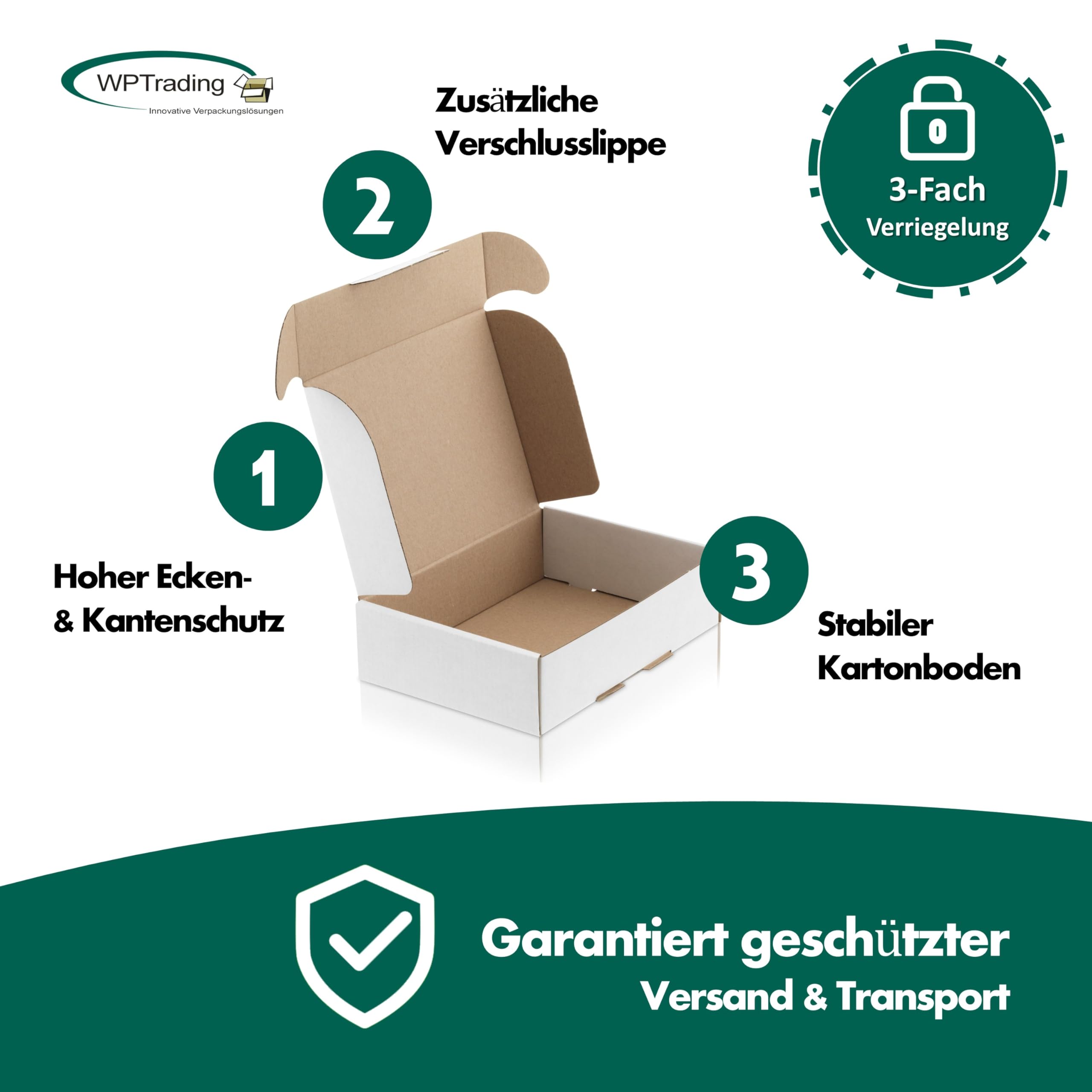 250 Stück Maxibriefkarton 180 x 130 x 45 mm 1-wellig weiß - Faltkarton mit Steckverschluss als Maxibrief für Warenversendung - Versand Kartonage für Päckchen - Karton Versandverpackung
