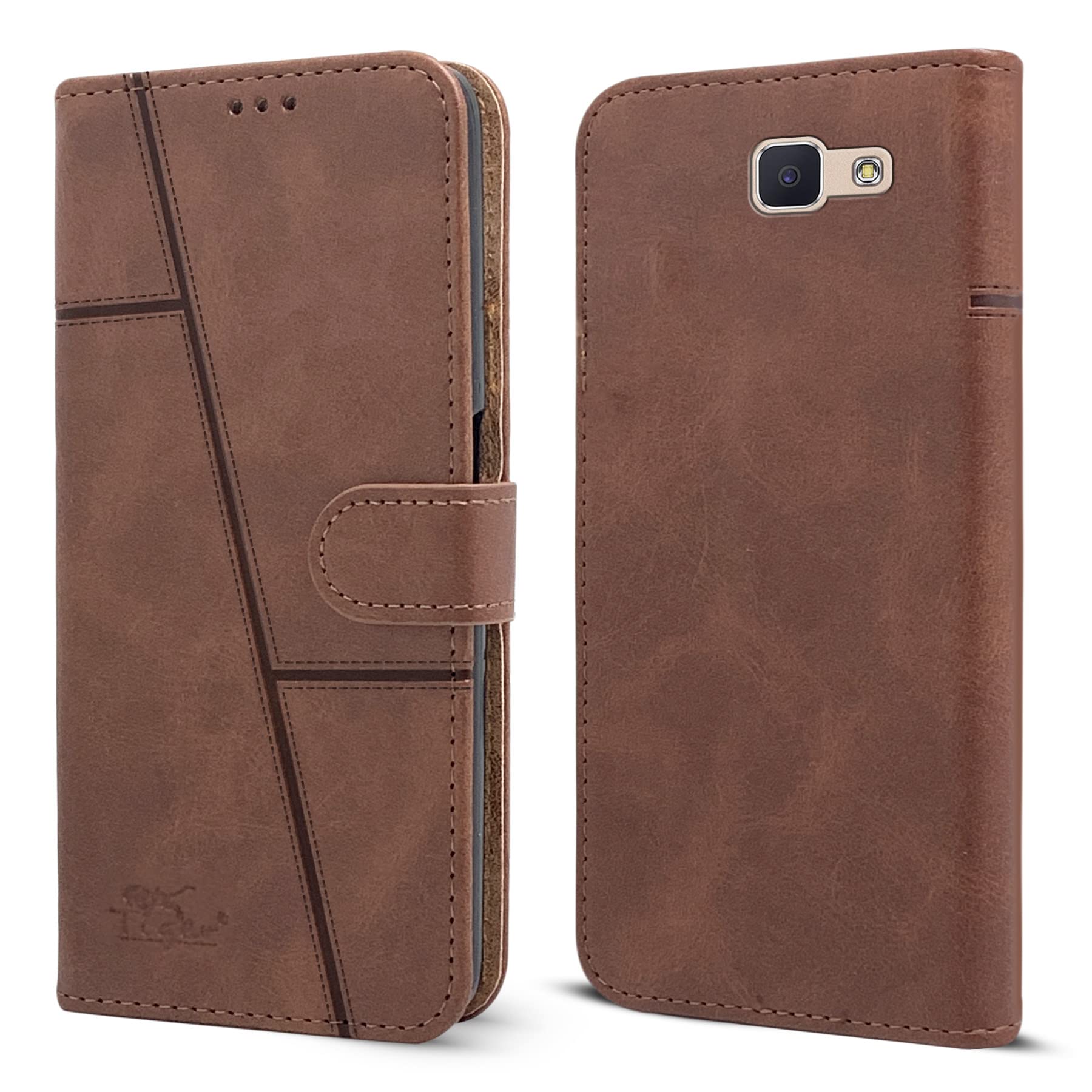 Jkobi Flip Cover Case for Samsung Galaxy J5 Prime (Stitched Leather Finish | Magnetic Closure | Inner TPU | Foldable Stand | Wallet Card Slots | Brown) (B0BCX1FHFB) Amazon Price History, Amazon Price Tracker