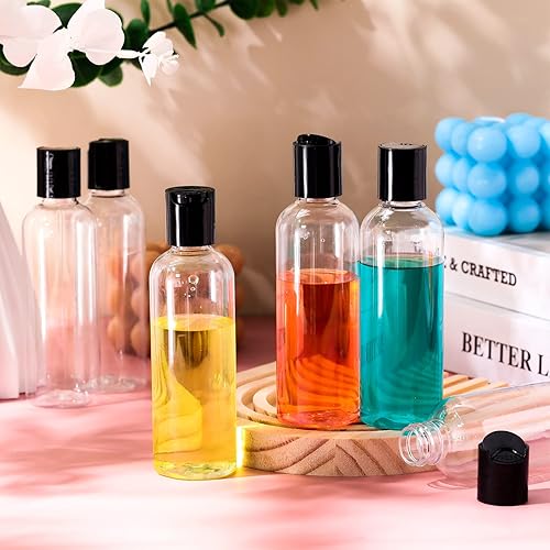 Miniatura 4 de Roshtia 100 botellas de viaje de 3.4 onzas para artículos de tocador, recipientes de plástico transparente, tamaño de viaje, a prueba de fugas,