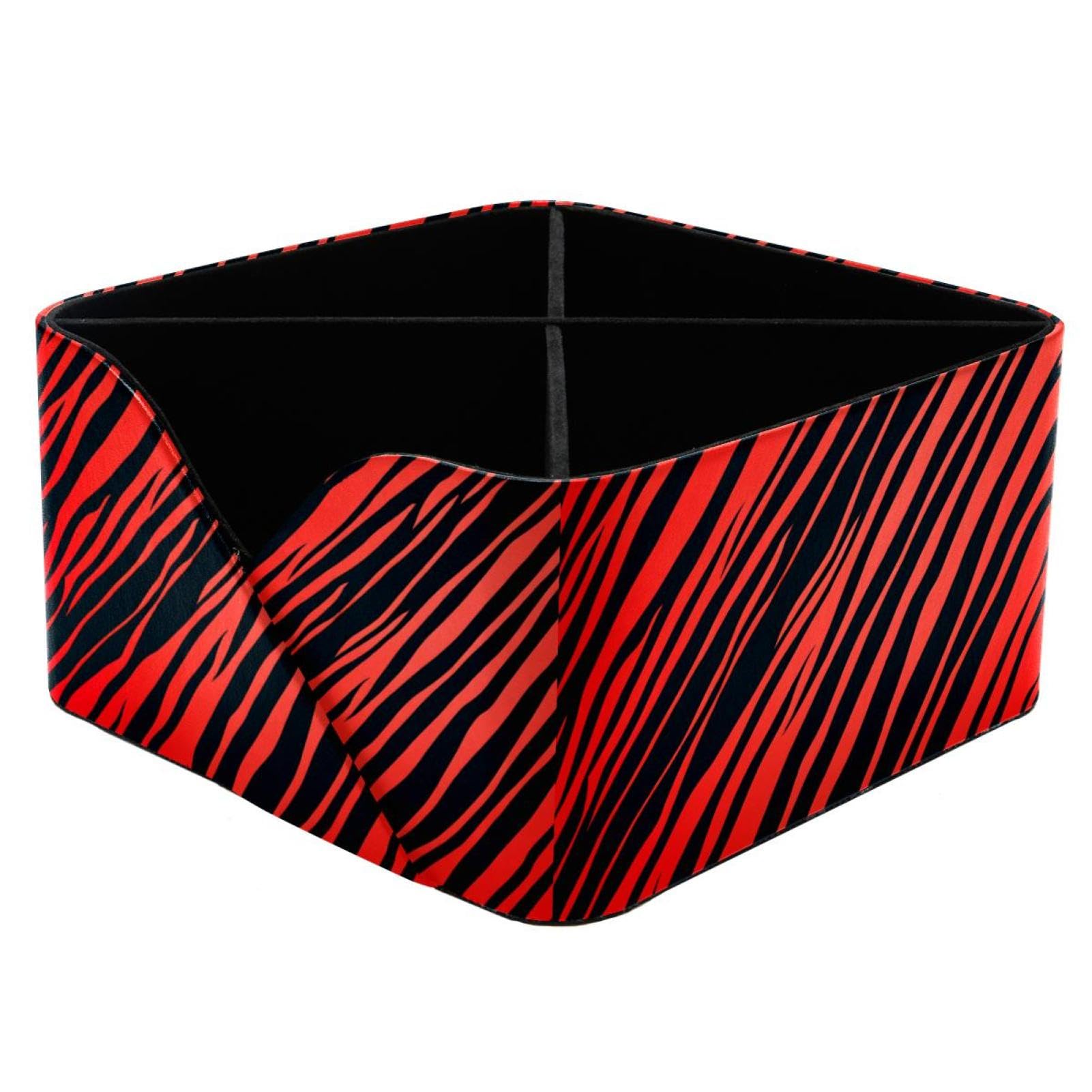 Porte-stylo rectangulaire zébré rouge pour organisation de bureau enfant et femme
