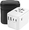 Diswoe Universal Travel Adapter, Worldwide Travel Adapter with 2 USB A and 3 USB C Ports International Plug Adapter with EU UK USA AU Plugs Power Socket Charger for Multi-Countries
