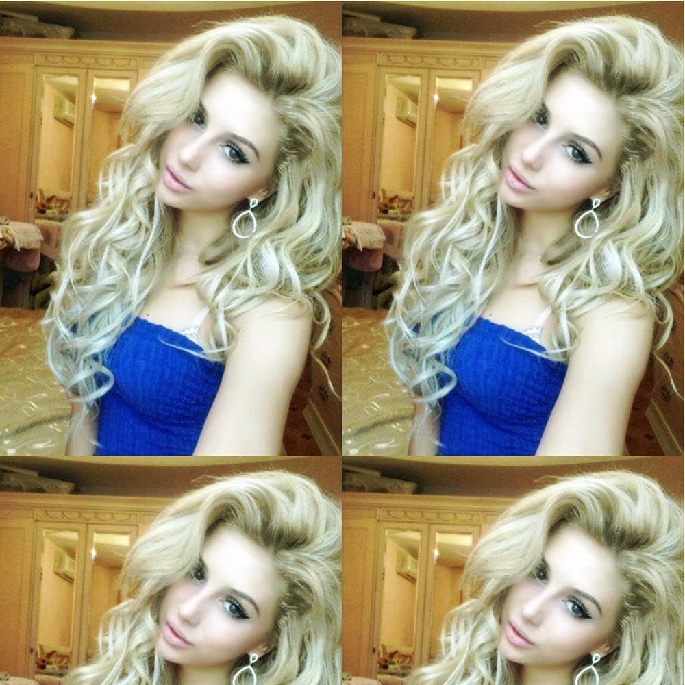 24" Platinum Blonde Lace Front Wigs for Women, Natural Blonde Highlight Hair Heat Resistant Synthetic Lace Front Wigs for Women Daily Use Cosplay Party Drag Queen Wig