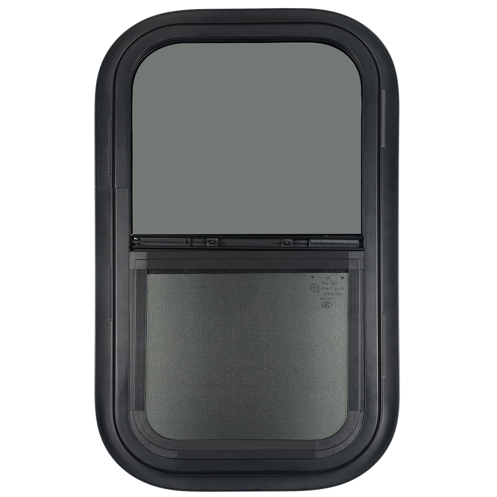 Vertical RV Window, Tinted Sliding with Net Screen and Trim Ring