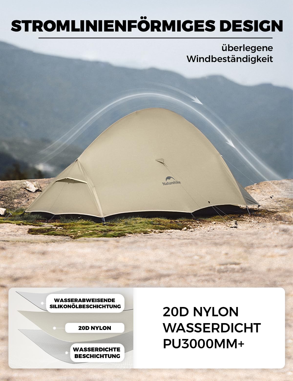 Naturehike Cloud Up 2 Pro Zelt 2/3 Personen Ultraleicht 20D