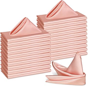 Bailarina 80 Pack Rose Gold Satin Napkins,17x17 Inches Wedding Napkins Square Soft Silky Table Napkins Bulk Decorative Elegant Cloth Napkin for Party Decoration, Banquet,Wedding,Graduation