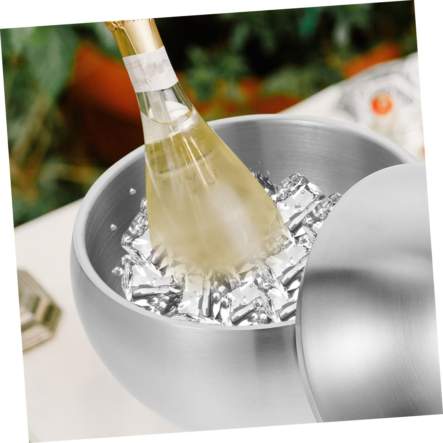 Cubo de Hielo Adecuado para Enfriar Bebidas Hogar para Vino de Acero Inoxidable Gran Capacidad Cubitera Elegante y Simple y Material Resistente