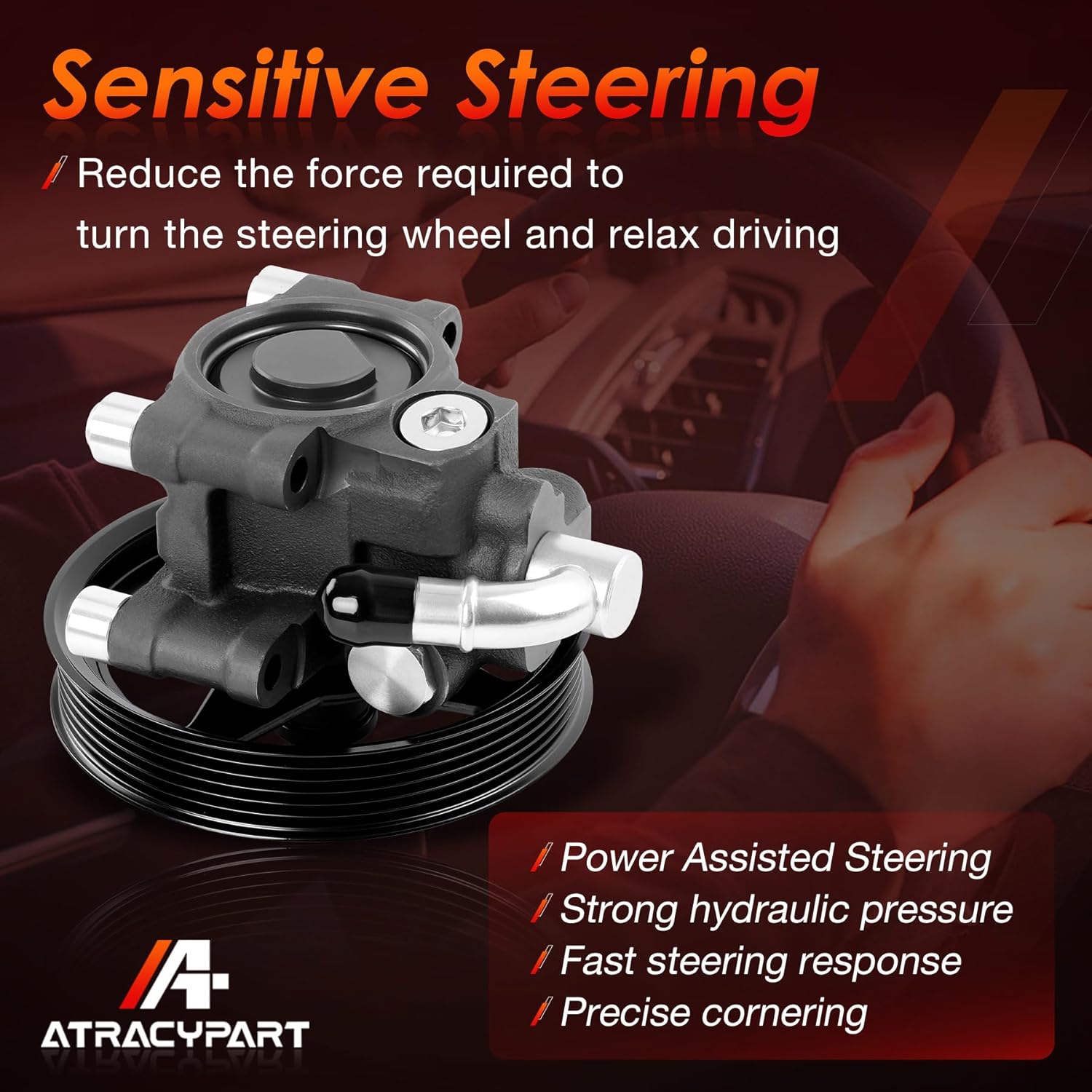 Power Steering Pump with Pulley,Fit for 2004-2008 Ford F150,2003-2006 Expedition,2006-2008 Lincoln Mark LT,2003-2006 Navigator(4.6L 5.4L V8),Replaces 20-312P1 6065PX