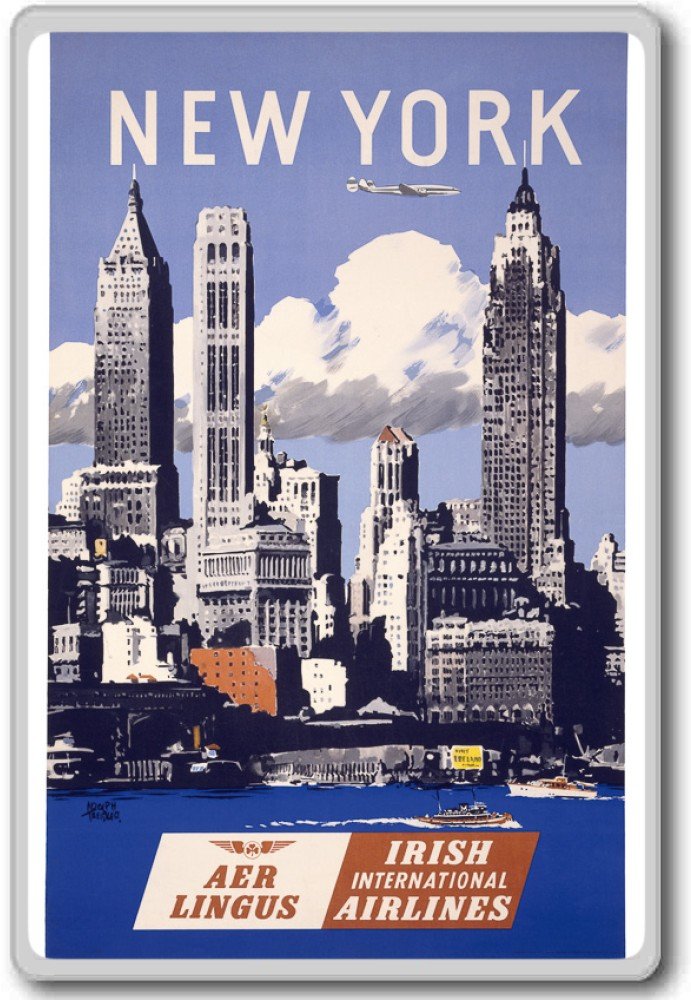 New York, AER LINGUS, Irish International Airlines- Vintage Airplanes and Aviation fridge magnet