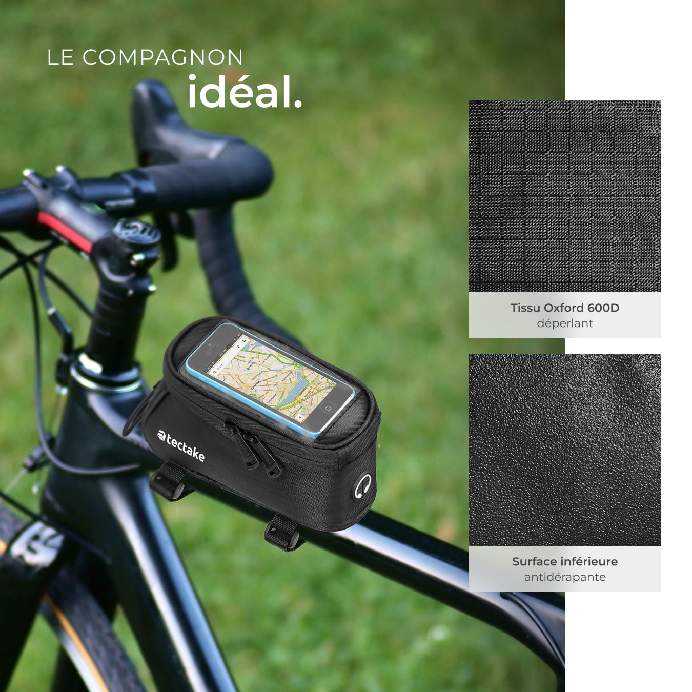 tectake® Set de Support Velo Pieds d'atelier & Sacoche velo, Montage Entretien Reparation VTT Vélo électrique Velo de course, Support pour Outils, Charge max. 50kg Réglable Pliable 138x120x117-180 cm