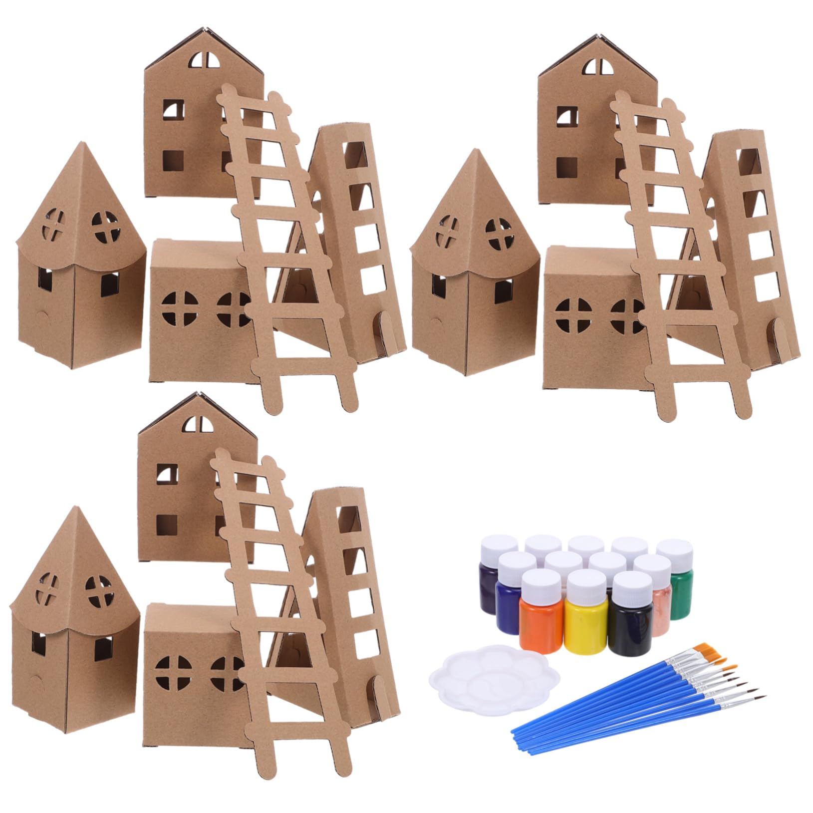 Gadpiparty Casa di Cartone da Colorare per Ragazzo Ragazza di Mini Case in Cartone Fai da Te Kit di Costruzione di Casette in Miniatura per Lavoretti Manuali e Attività Creative
