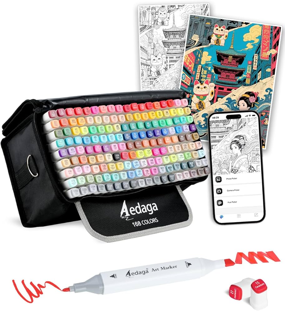 aki.sさま専用ページ Amazon | マーカーペン セット 168色 イラストマーカー ペイントアプリ