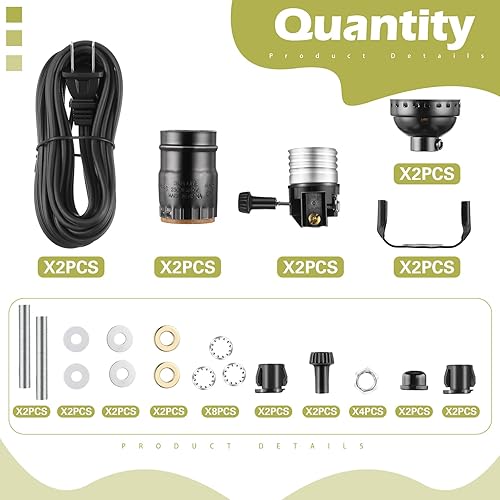 Miniatura 9 de Zonon Juego de 2 piezas de reparación de lámpara de pie, piezas de lámpara con cable de 12 pies y enchufe de 3 vías, juego completo de accesorios