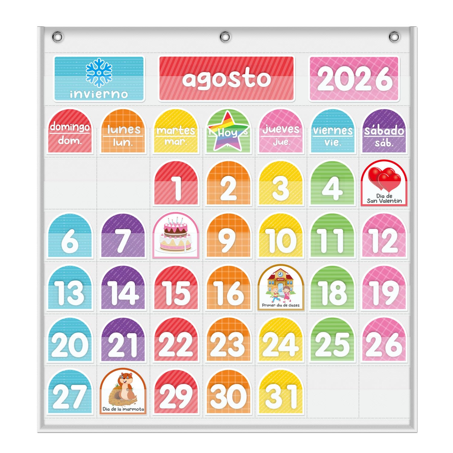 Set di calendario spagnolo, calendario Escolar, calendario tascabile, calendario EI, scuola, scuola, decorazione per aule di spagnolo, materiali per insegnanti, attività quotidiane (spagnolo)