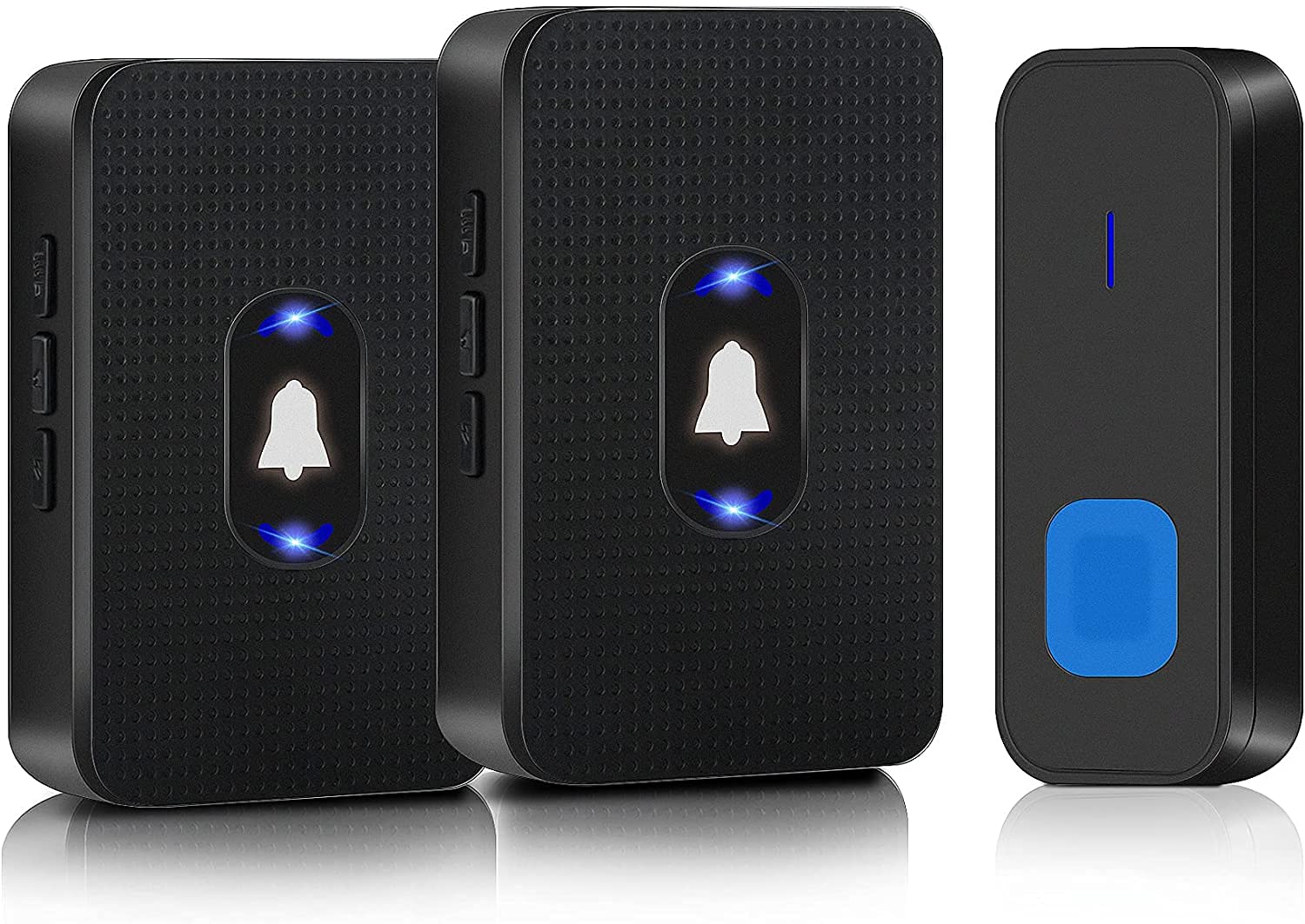 Wireless Doorbell, Eocean Waterproof Doorbell, 1000ft Range 110dB Mute Mode,55 Chimes 5 Volume Levels and LED Flash, Door Bell Ringer Kit for Home Office(2 Receiver, 1 Push Buttons)