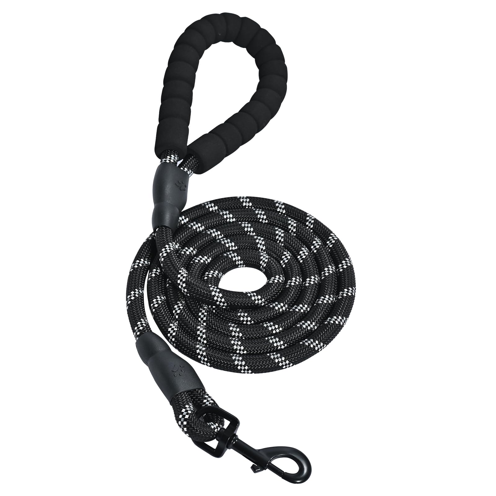 Amazon Basics Round Dog Leash, Heavy Duty, Durable Rope for Small, Medium, and Large Dogs, Lightweight Design for Walking, Training, and Outdoor Activities, Black, 6 Ft